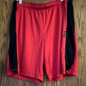Fila Men's Red and Black Athletic Shorts